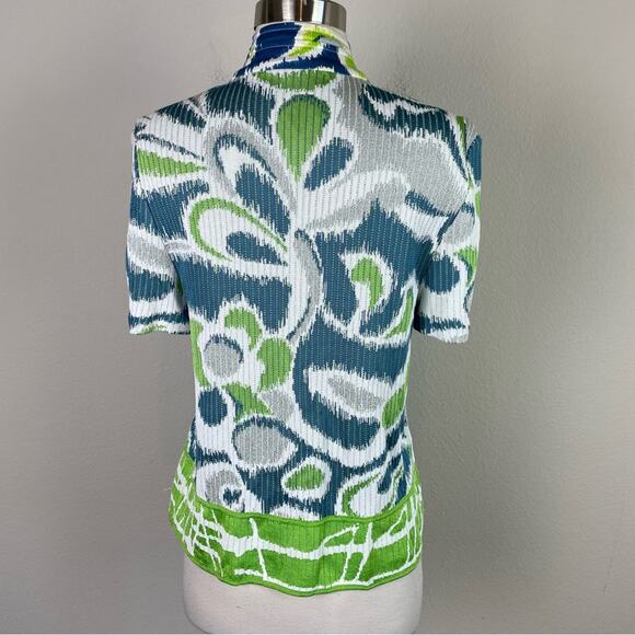 St. John Blue and Green Patterned Cardigan - Picture 5 of 8